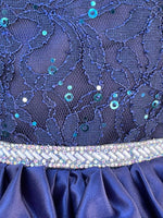 Navy Blue Flower Girl Junior Bridesmaid Dresses Satin Sequin Girls Formal Princess Gown Party Dress