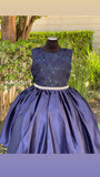 Navy Blue Flower Girl Junior Bridesmaid Dresses Satin Sequin Girls Formal Princess Gown Party Dress