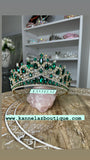 Luxury Emerald Green Crown - Tiara Jewelry Set