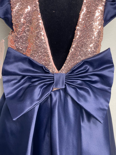 Navy Blue Dress with Rose Gold Sequin