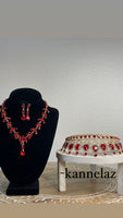 Luxury Crown-Tiara 💎 Red Jewelry Set