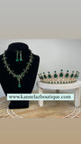 Luxury Crown-Tiara Gold Green Jewelry Set